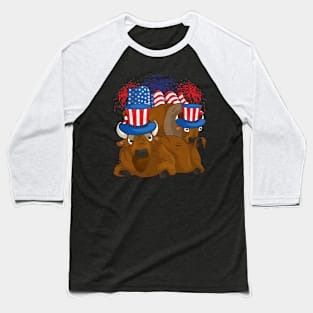 American Bison Buffalo Animal Lover 4th Of July USA Baseball T-Shirt